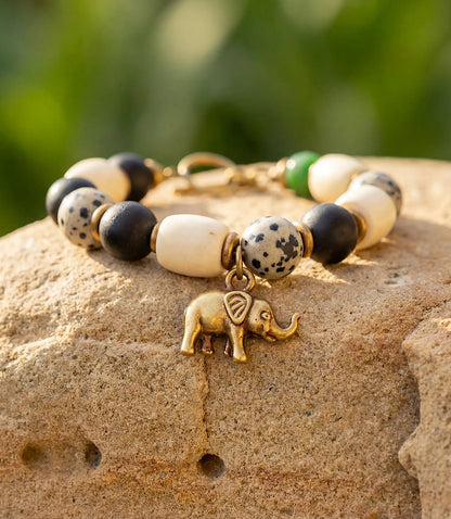 Elephant Charm Safari Stone Bracelet