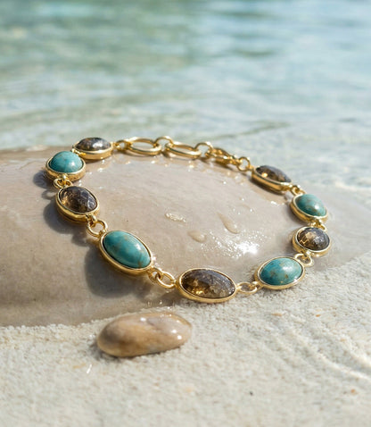 Mixed Turquoise And Gemstone Station Bracelet