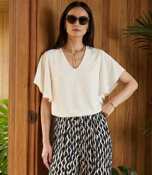 Flutter Sleeve V-Neck Top
