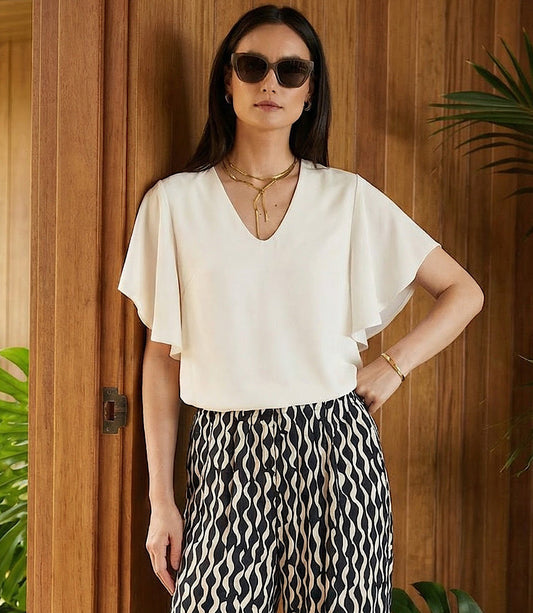 Flutter Sleeve V-Neck Top