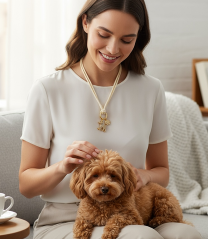 Pavé Dog And Paw Cord Necklace