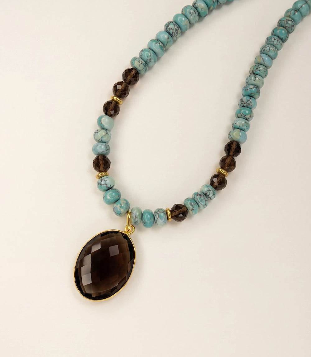 Gemstone Pendant Beaded Turquoise Necklace