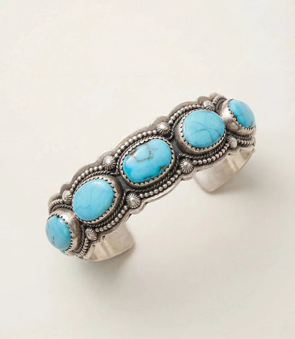 Embellished Sterling Silver Turquoise Cuff Bracelet