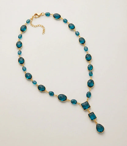 Teal Topaz Lariat Necklace