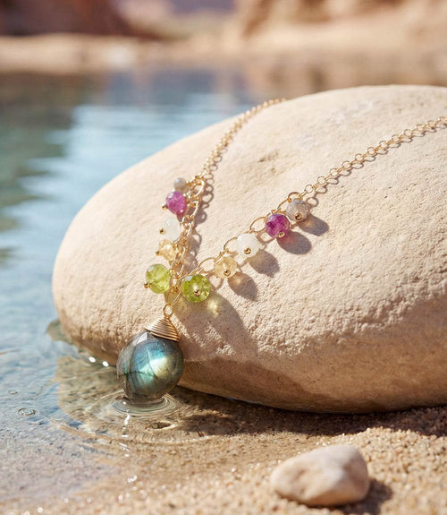 Beaded Gemstone Pendant Necklace