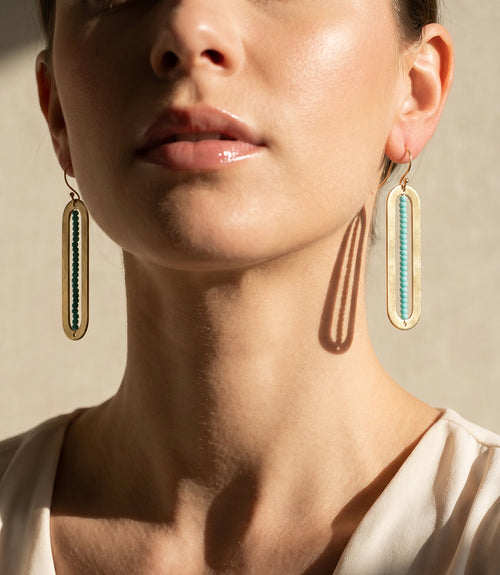 Beaded Oval Earrings