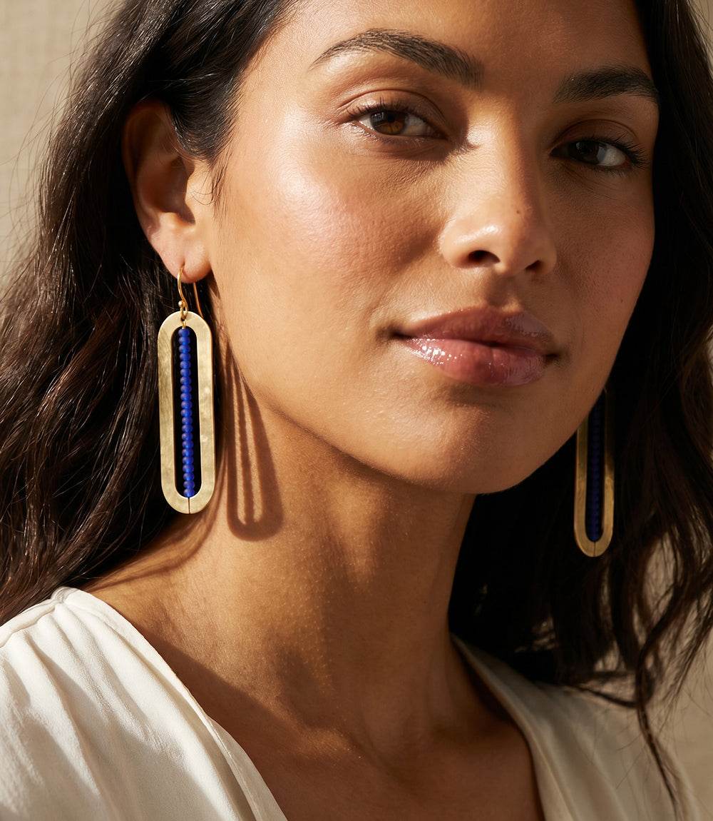 Beaded Oval Earrings