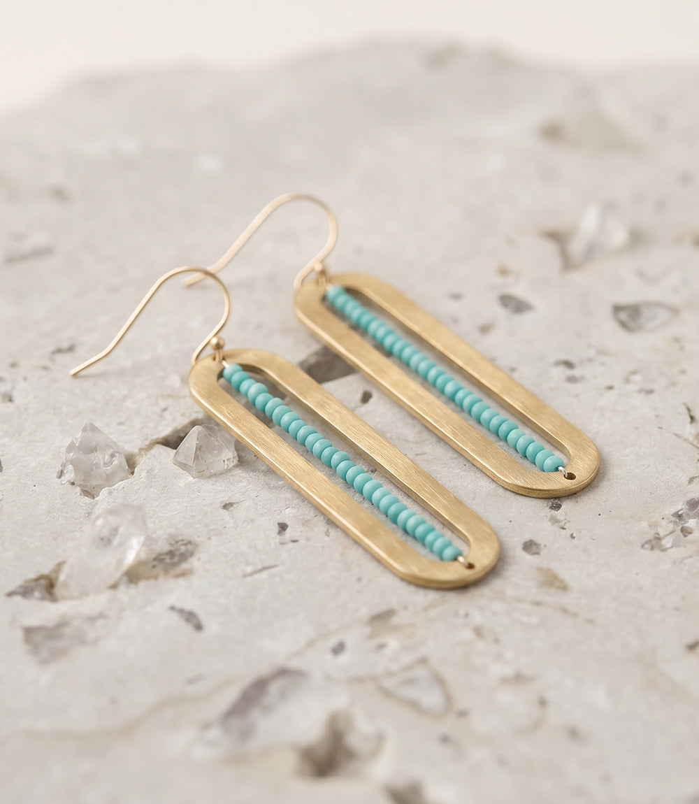 Beaded Oval Earrings