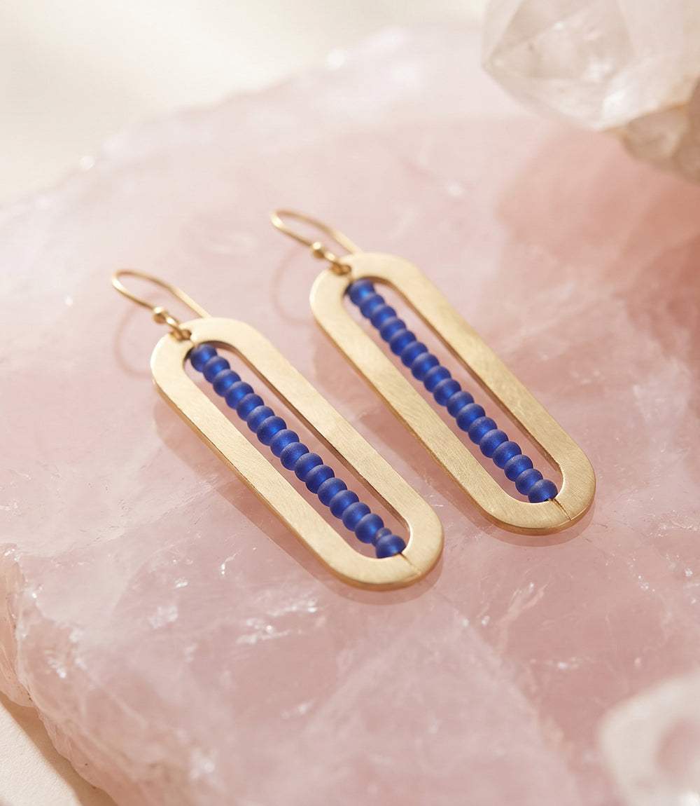Beaded Oval Earrings