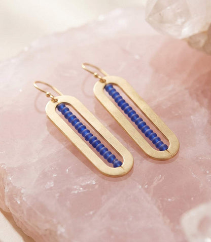 Beaded Oval Earrings