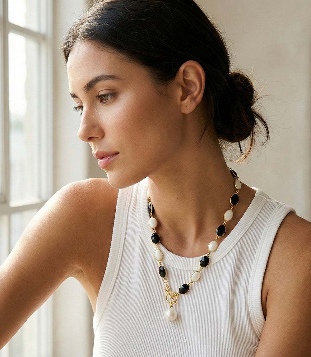 Black And White Toggle Necklace