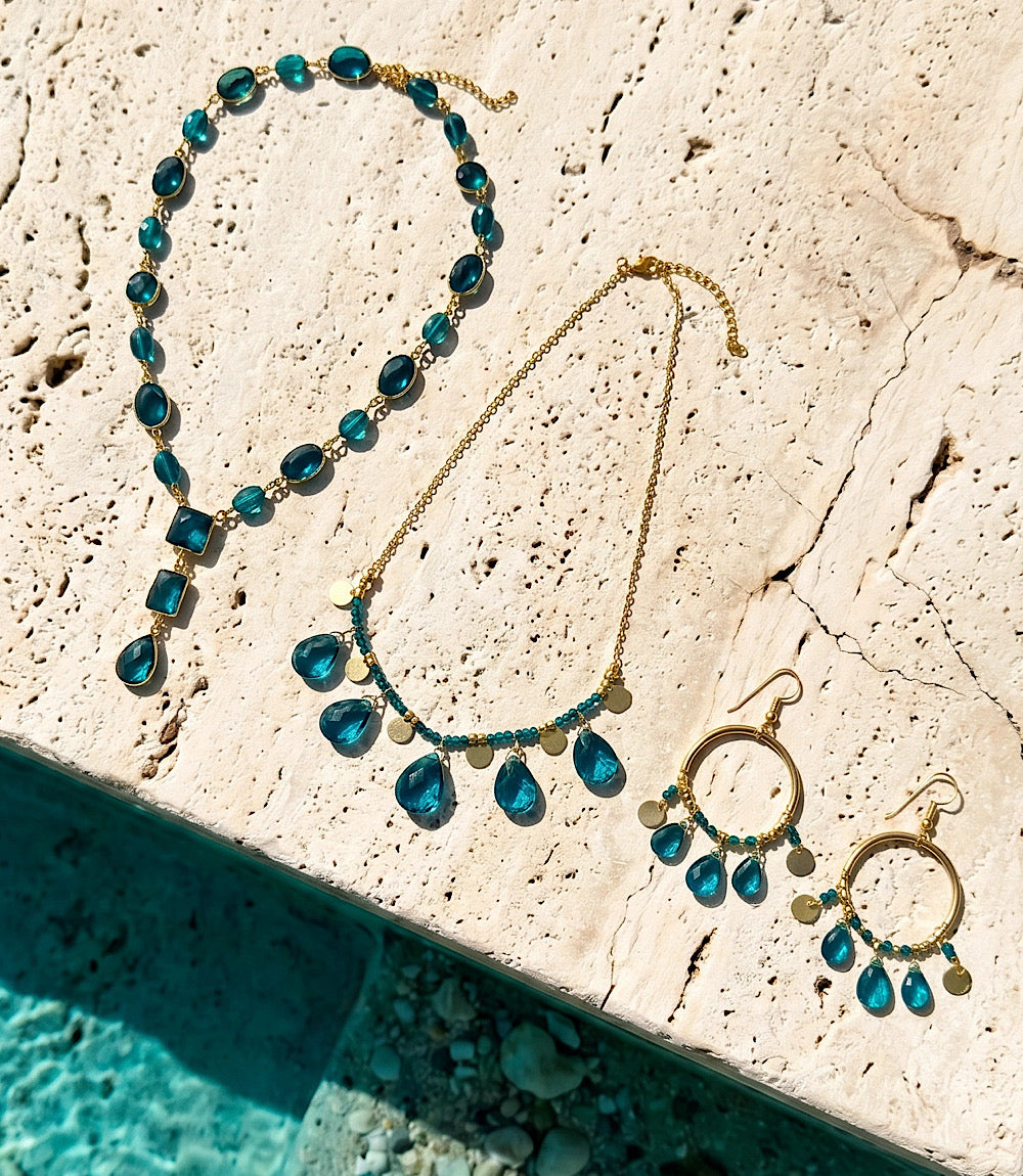 Teal Topaz Dangle Earrings