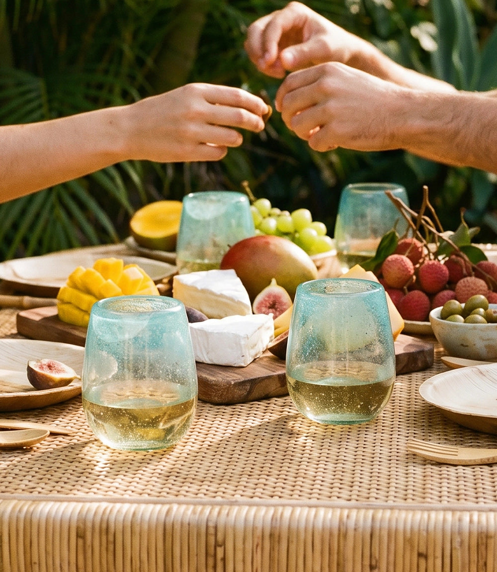 Coastal Mirage Stemless Wine Glasses, Set Of 2