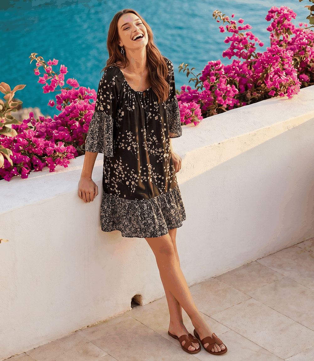 Contrast Ruffle Hem Dress