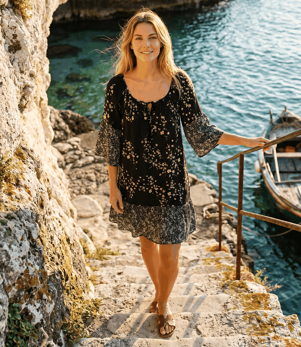 Contrast Ruffle Hem Dress