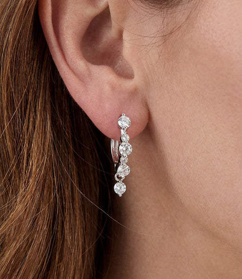 Dangling Crystal Huggie Earrings