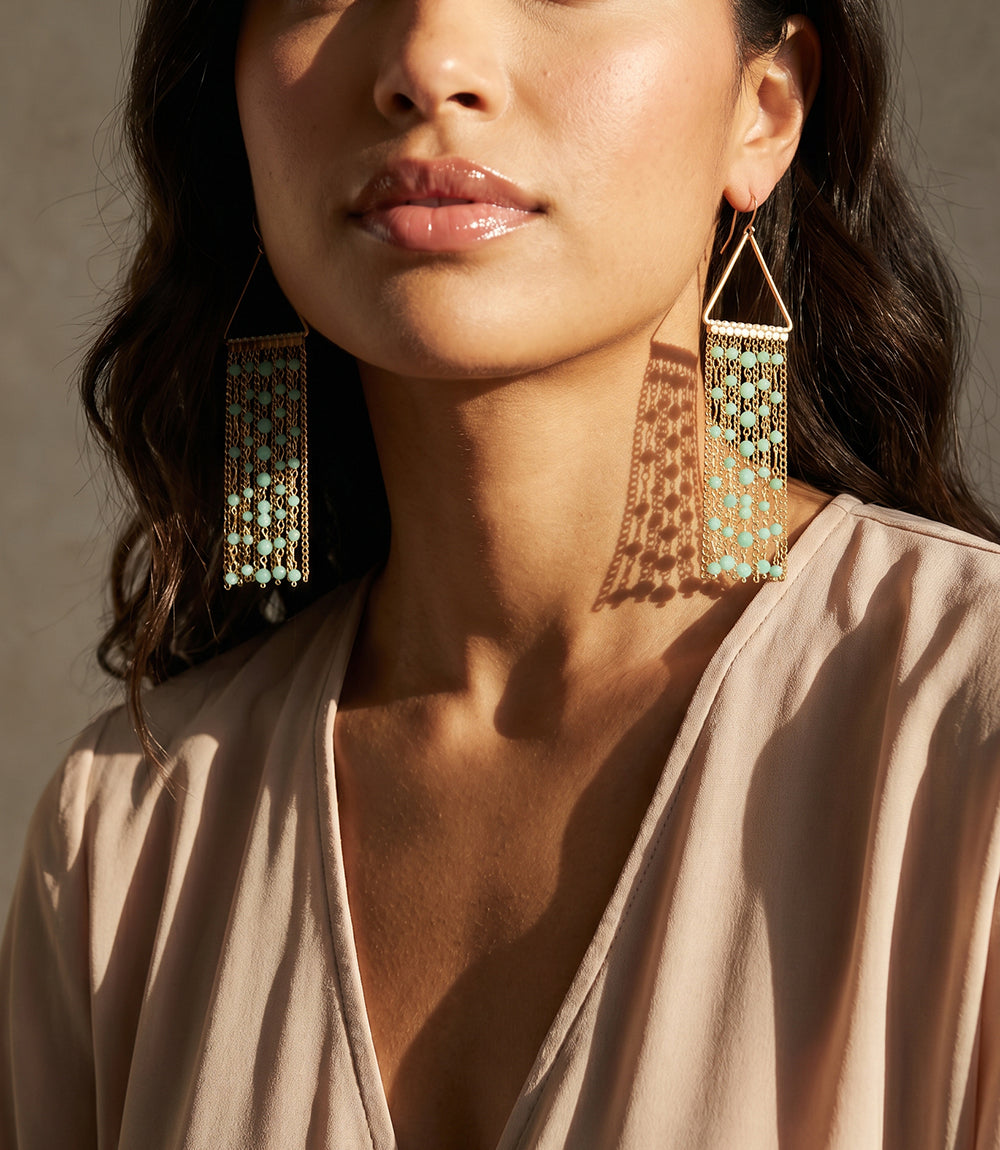 Dangling Gemstone Bead Earrings