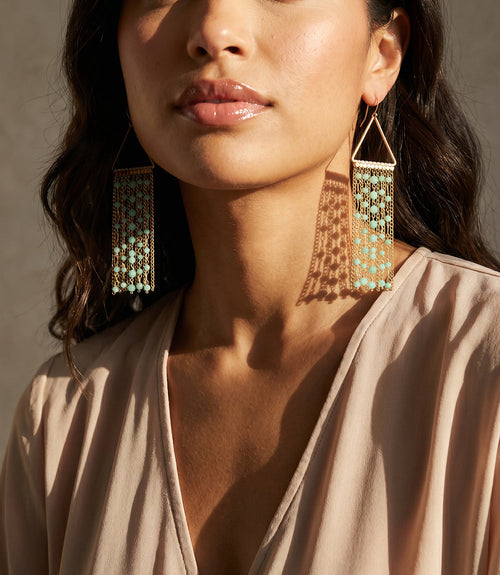 Dangling Gemstone Bead Earrings