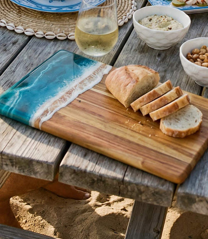 Ocean Waves Wooden Serving Tray