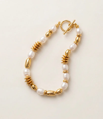 Pearl And Gold Toggle Bracelet