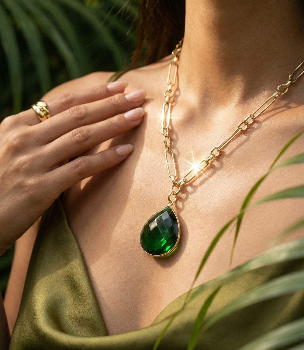 Emerald Quartz Pendant Necklace