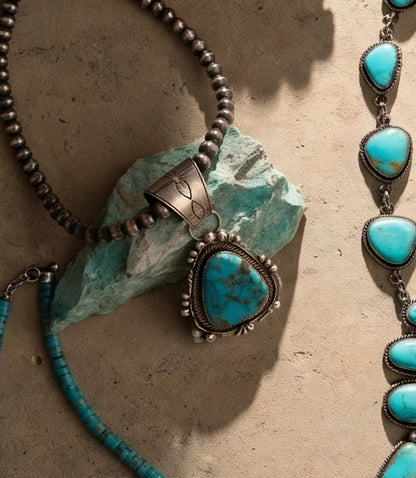 Embellished Turquoise Pendant Necklace