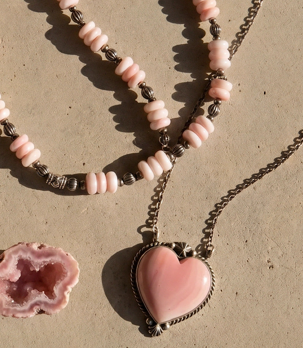 Pink Conch Heart Necklace