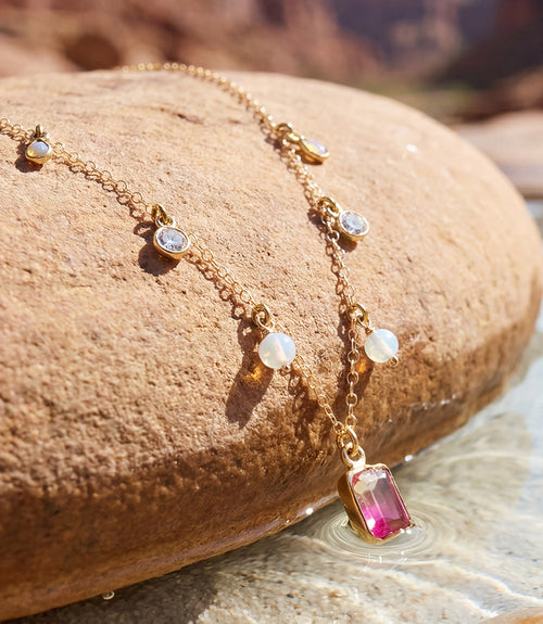 Gemstone Station Necklace
