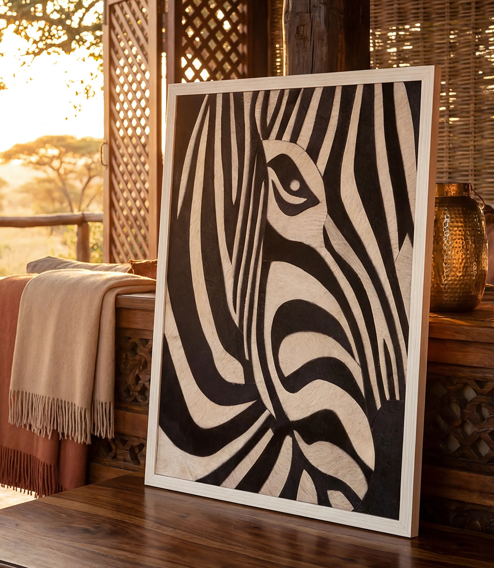 Leather Zebra Print Abstract Wall Art