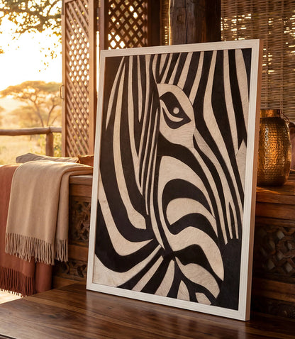 Leather Zebra Print Abstract Wall Art