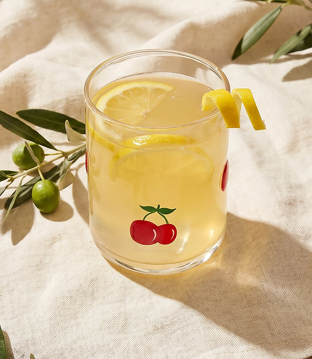 Cherry Hand-Painted Drinking Glass