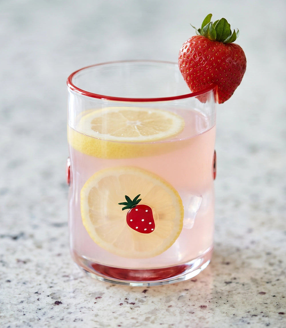 Strawberry Hand-Painted Drinking Glass