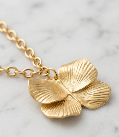 Sylvia Benson 18 Karat Gold Butterfly Necklace