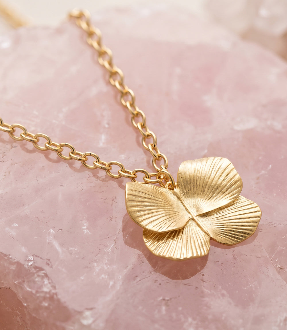 Sylvia Benson 18 Karat Gold Butterfly Necklace