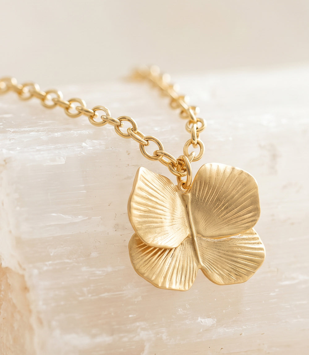 Sylvia Benson 18 Karat Gold Butterfly Necklace