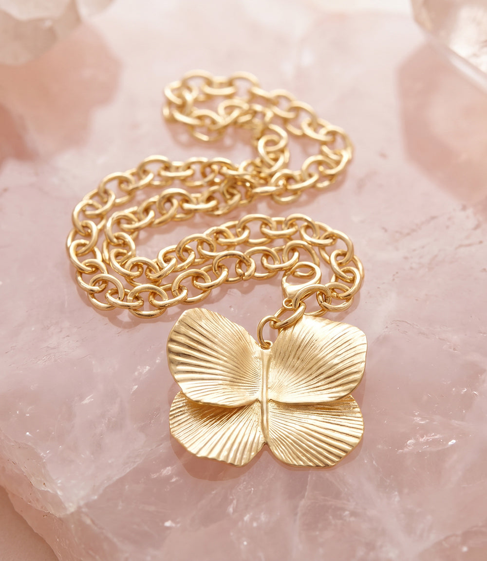 Sylvia Benson 18 Karat Gold Butterfly Necklace