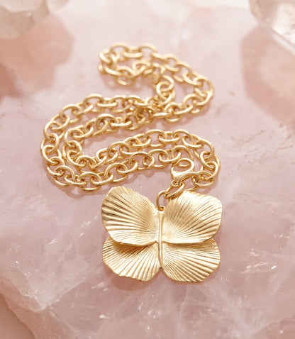 Sylvia Benson 18 Karat Gold Butterfly Necklace