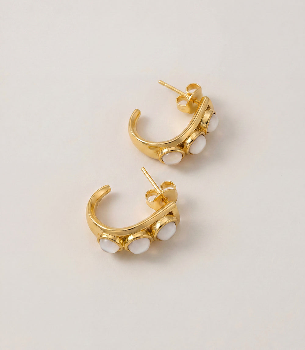Inset Pearl Hoop Earrings