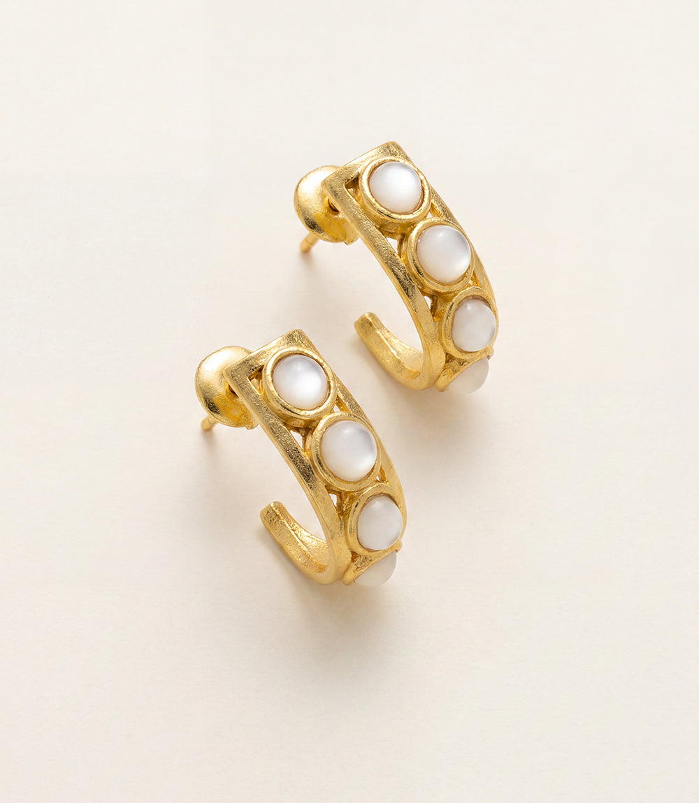 Inset Pearl Hoop Earrings