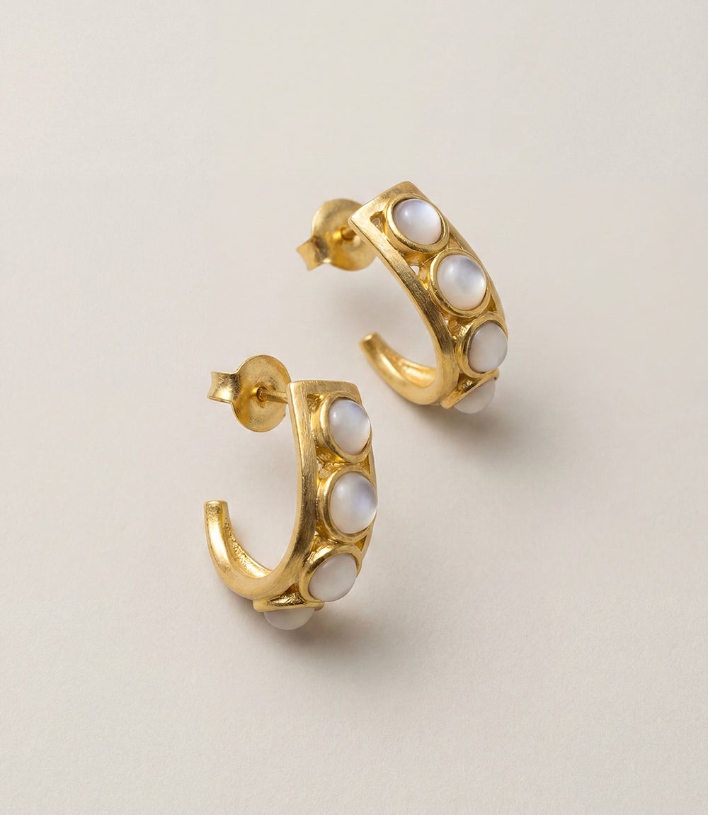 Inset Pearl Hoop Earrings