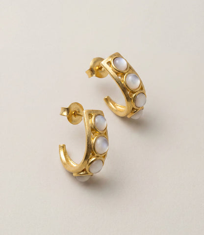 Inset Pearl Hoop Earrings