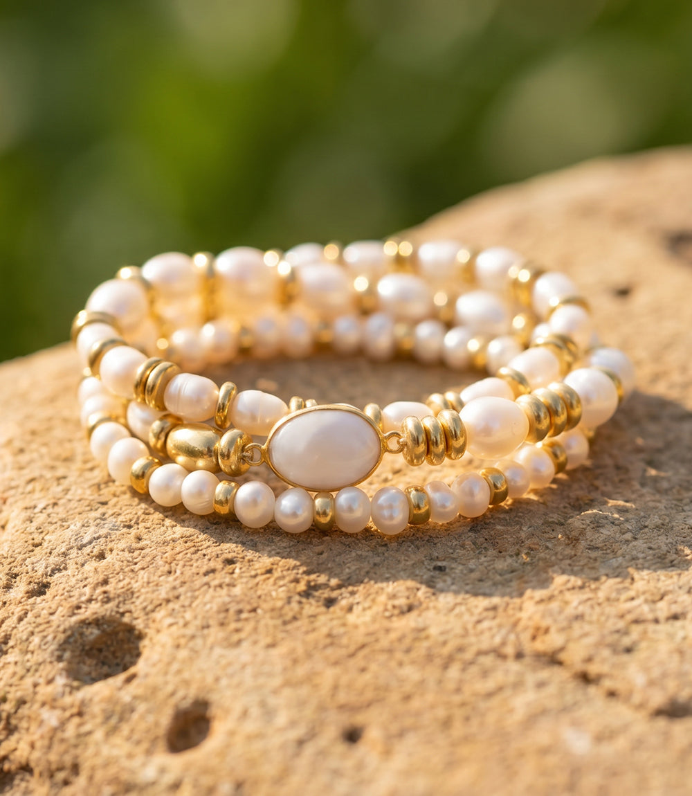 Pearl Stack Bracelets, Set Of 3