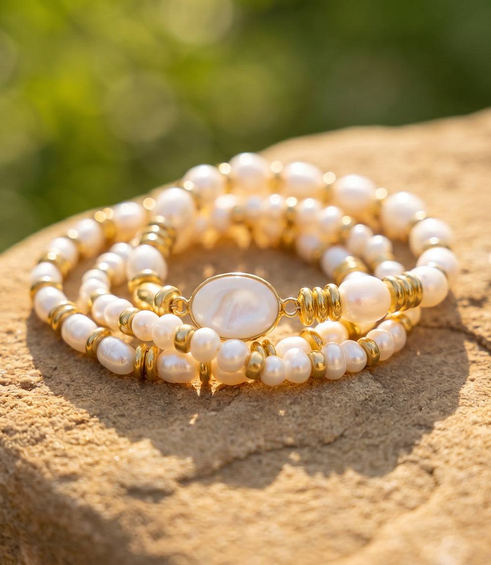 Pearl Stack Bracelets, Set Of 3