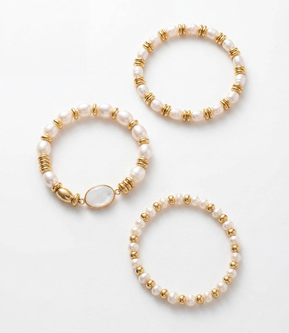 Pearl Stack Bracelets, Set Of 3