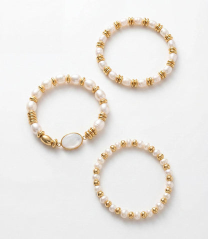 Pearl Stack Bracelets, Set Of 3