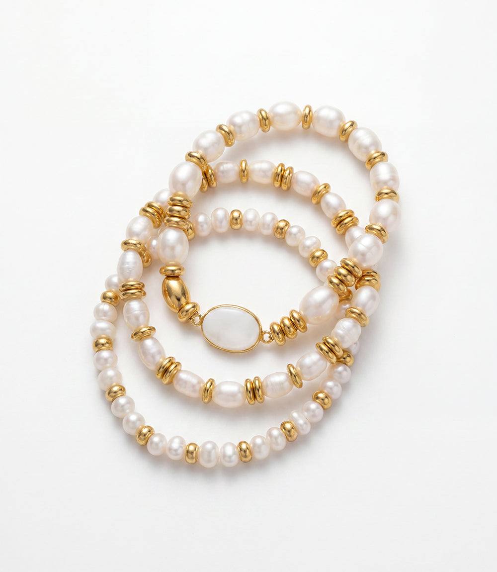 Pearl Stack Bracelets, Set Of 3