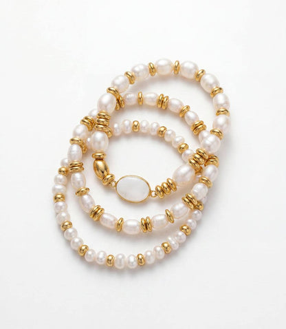 Pearl Stack Bracelets, Set Of 3