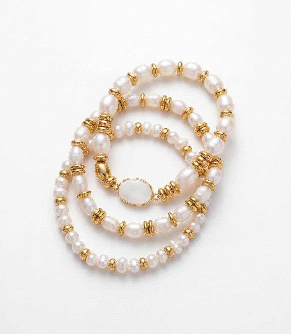 Pearl Stack Bracelets, Set Of 3
