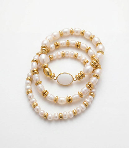 Pearl Stack Bracelets, Set Of 3