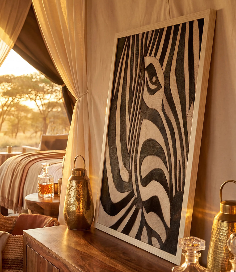 Leather Zebra Print Abstract Wall Art
